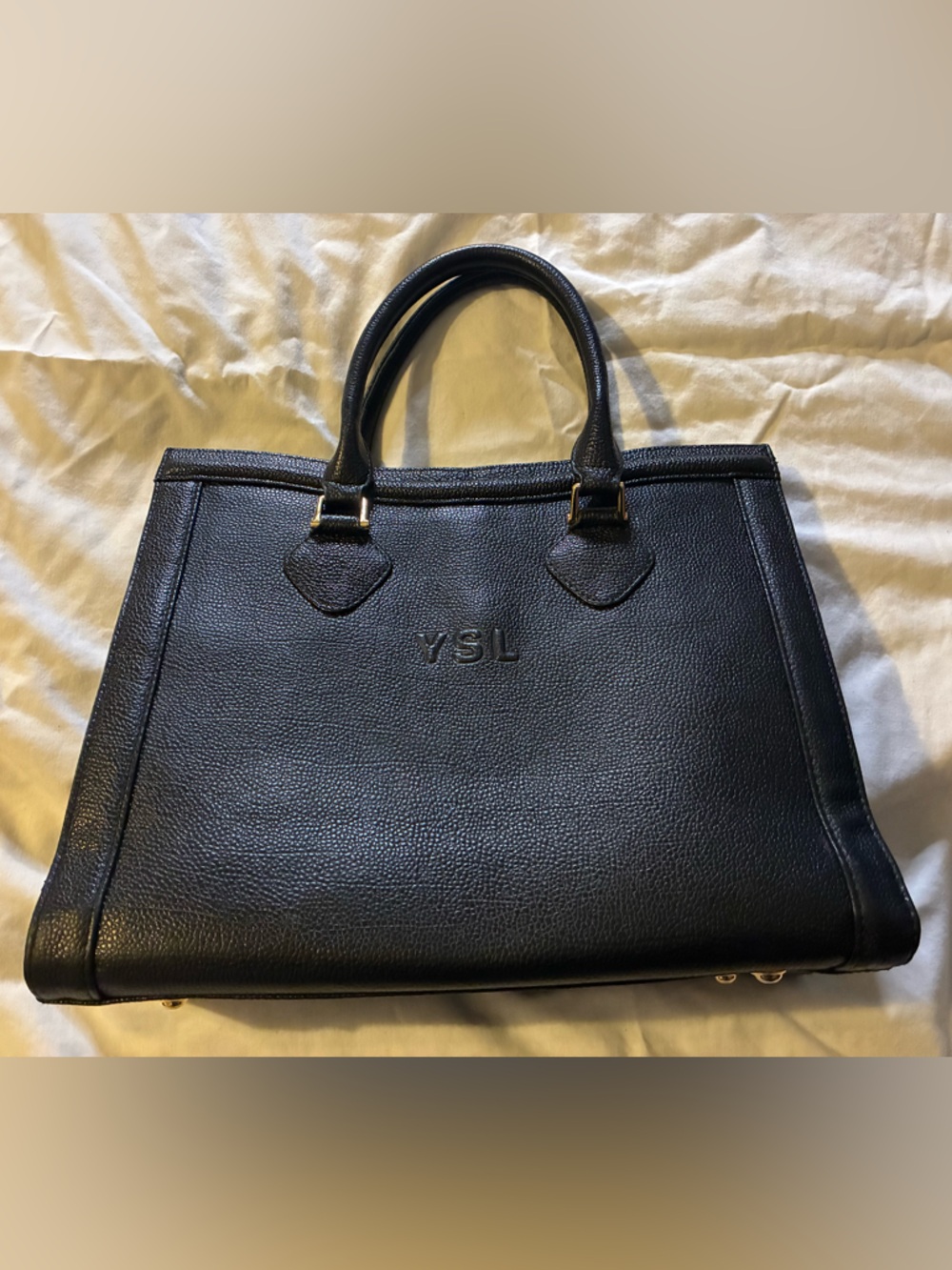 Vintage Yves Saint Laurent Black Leather Tote